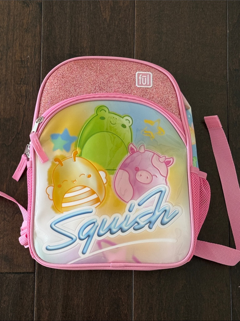 NWT Squishmallow Glitter Pink Kids Mini Backpack - Cute Animal Graphic